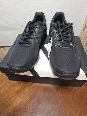 Adidas Lite Racer 3.0 Mens 12 Triple Black Running Shoes Sneakers GW7954 NWT